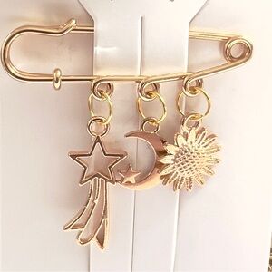 Celestial Charm Safety Pin Brooch